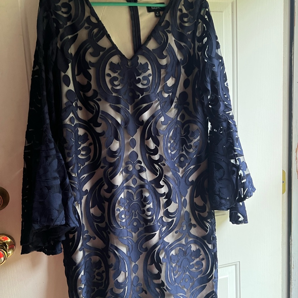 Elegant Navy Lace Dress